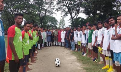 শেরপুরে বিএনপি নেতার সংবর্ধনা ও প্রীতি ফুটবল ম্যাচ অনুষ্ঠিত