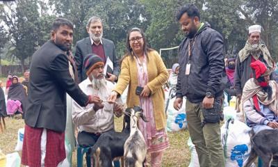 কালাইয়ে আমল ফাউন্ডেশনের উদ্যোগে ১০০ পরিবার পেল রেশন ও ছাগল