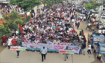 জুলাই গণঅভ্যুত্থান দিবসে ভালুকায় ছাত্রদলের বিজয় মিছিল, নেতৃত্বে আদি খান শাকিল
