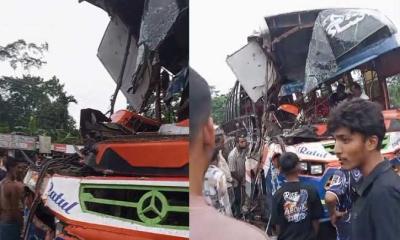 ঢাকা-বরিশাল মহাসড়কে ত্রিমুখী সংঘর্ষ, গুরুতর আহত ৩