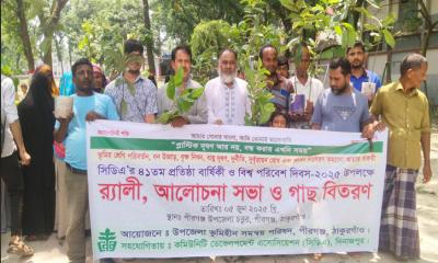 বিশ্ব পরিবেশ দিবসে পীরগঞ্জে র‌্যালি ও গাছের চারা বিতরণ