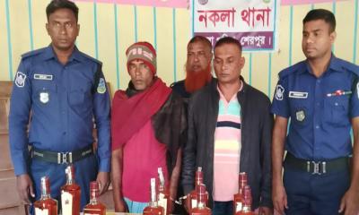 নকলায় ভারতীয় মদসহ মোটরসাইকেল জব্দ, আটক ২