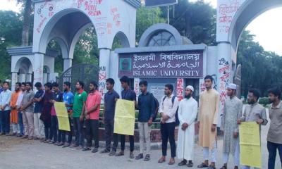 শ্রমিক হত্যার প্রতিবাদে ইবি শিক্ষার্থীদের মানববন্ধন