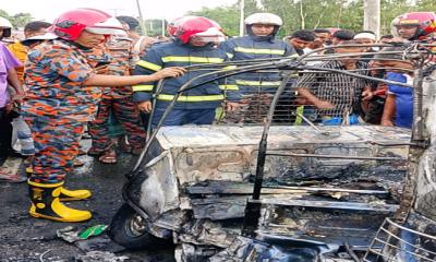 ট্রাক-সিএনজি মুখোমুখি সংঘর্ষে আদমদীঘির ব্যবসায়ীর টাকা পুড়ে ছাই