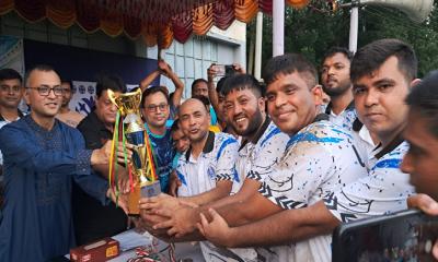 গোয়ালন্দে সাংবাদিক পুলিশ প্রীতি ফুটবল ম্যাচ