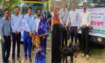 প্রাণিসম্পদ উন্নয়ন প্রকল্পের আওতায় চরাঞ্চলের মানুষের মাঝে ছাগল ভেড়া, হাঁস মুরগি বিতরণ