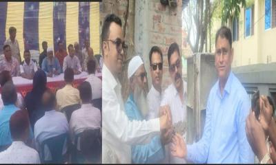 মান্দায় শিক্ষক সমিতির ভবন নির্মাণ কাজের উদ্বোধন