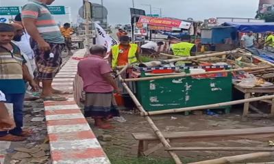 ভাঙ্গায় মহাসড়কে দুই পাড়ের অর্ধশতাধিক অবৈধ স্থাপনা উচ্ছেদ