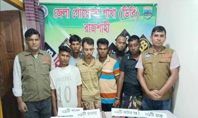 তানোরে অস্ত্রসহ ডাকাত দলের ৮ সদস্য গ্রেফতার