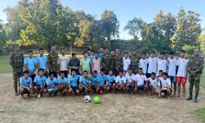 সাজেকের দুর্গম ভূয়াছড়িতে সেনাবাহিনীর উদ্যোগে উৎসবমুখর ফুটবল ম্যাচ