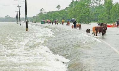 উজানের ঢলে ৫ জেলায়  বন্যার আশঙ্কা