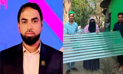 আনোয়ারায় বিধবাকে ঘরের টিন উপহার দিলেন চেয়ারম্যান প্রার্থী