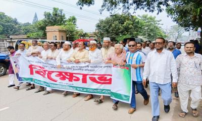 নিষিদ্ধ ঘোষিত আ.লীগের ষড়যন্ত্র প্রতিহত করতে  জেলা বিএনপির বিক্ষোভ