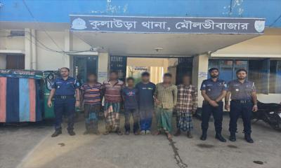 কুলাউড়া ২ চোরাই গরু ও নগদ টাকাসহ ৬ গরুচোর গ্রেপ্তার