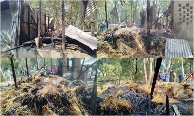 নড়াইলে বিএনপি নেতার বাড়িতে অগ্নিসংযোগ, পুলিশের  ঘটনাস্থল পরিদর্শন