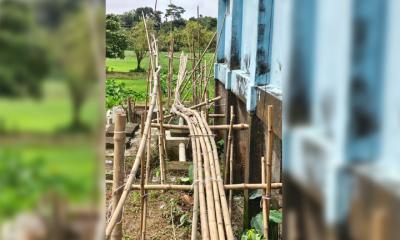 রাতের আঁধারে কেটে ফেলা হলো বাঁশের সাঁকো