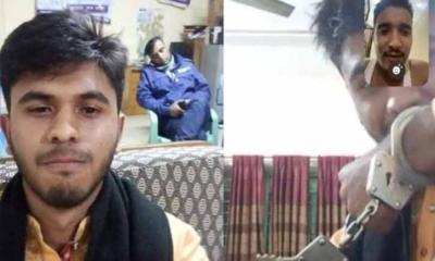ঘুমন্ত পুলিশের সঙ্গে সেলফি ছাত্রলীগ নেতার