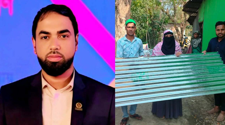 আনোয়ারায় বিধবাকে ঘরের টিন উপহার দিলেন চেয়ারম্যান প্রার্থী