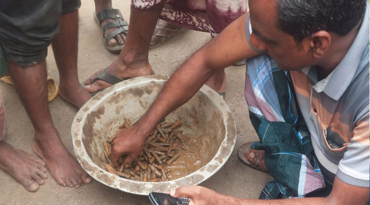 নওগাঁয় মাটির নিচে মিলল ৩২৫ রাউন্ড রাইফেলের গুলি