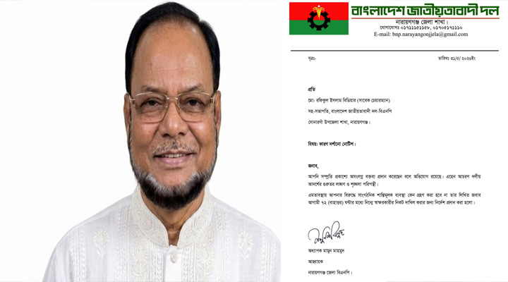 প্রধানমন্ত্রীকে নিয়ে বিতর্কিত মন্তব্য, সোনারগাঁয়ে বিএনপি নেতাকে শোকজ