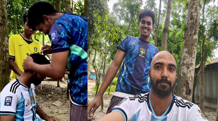 ব্রাজিল জয়ে বাজিতে হেরে মাথা ন্যাড়া করলেন আর্জেন্টিনার সমর্থক