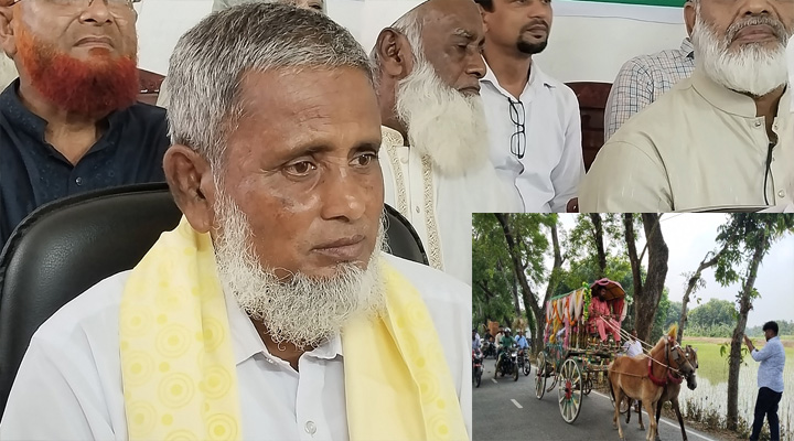 ঘোড়ার গাড়িতে চড়িয়ে কোটচাঁদপুরে শিক্ষকের রাজকীয় বিদায়