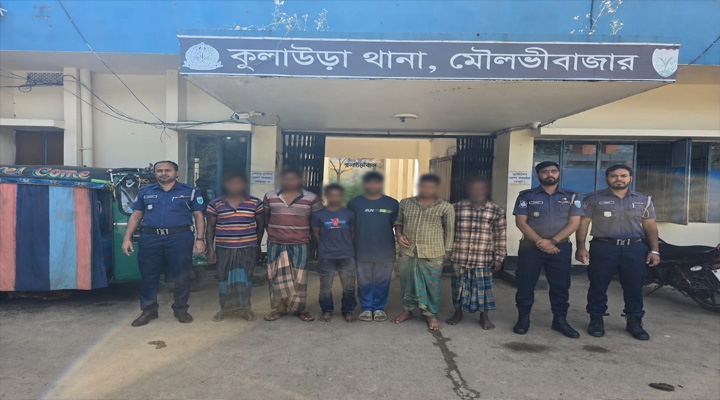 কুলাউড়া ২ চোরাই গরু ও নগদ টাকাসহ ৬ গরুচোর গ্রেপ্তার