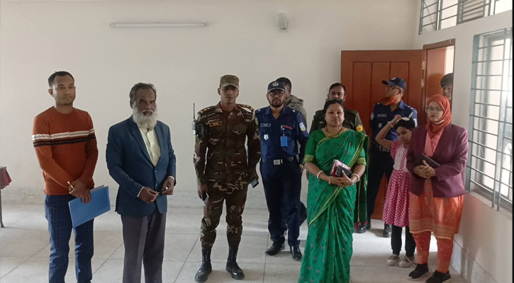 নির্বাচনের বিভিন্ন ভোট কেন্দ্র পরিদর্শন করেন উপজেলা প্রশাসন