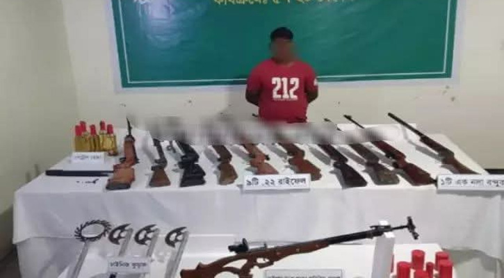 শান্তিগঞ্জে অস্ত্রসহ গ্রেপ্তার ১