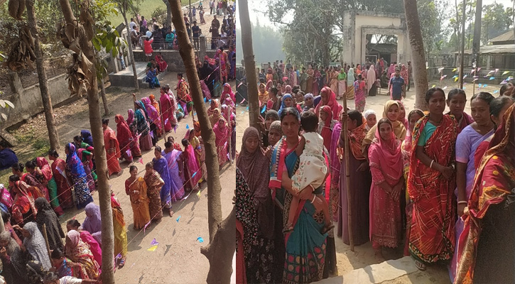 মহিলা ভোটারদের সারি সারি লাইন