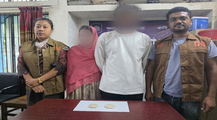জামালপুরে হেরোইনসহ মাদক কারবারি স্বামী-স্ত্রী আটক